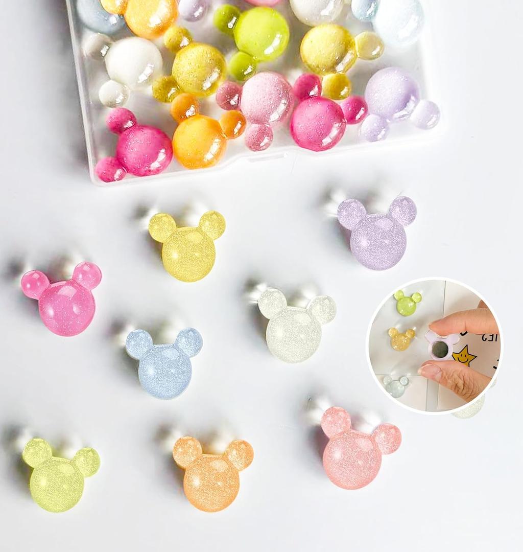 16Pcs Refrigerator Magnets,Decorative Mouse Magnets for Fridge, Cute Desk Accessories for Home Kitchen Whiteboard and Office Decor (16 Pcs-Shining)
