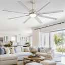 ZMISHIBO 72 inch Smart Aluminium Blade Ceiling Fans with Lights and Remote, Outdoor Large Ceiling Fans with Remote/Alexa/App for Patio Living Room, Nickel Ceiling Fan, 8 Blades