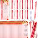 100 Pcs Strawberry Baby Shower Favors Baby Shower Decorations 50 Retractable Strawberry Ballpoint Pens with 50 Thank You Cards for Souvenirs Prizes Game (White, Pink, and Red)