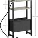 Narrow Side Table with Charging Station Slim End Table Sofa with Magazine Rack, Bedside Table for Small Spaces, 3 Tier Nightstand for Living Room Couch, Bedroom Oak Grey LET503QE