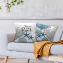 Coastal Beach Pillow Covers 18x18, Beachy Room Decor Aesthetic, Ocean Coral Seashell Starfish Nautical Decorative Throw Pillows Case for Home Room Office Decor, Set of 2