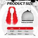 4 Pcs Red Halloween Women Costume Accessories Include Red Curly Wig Watch Belt Black Gloves for Girls Princess Cosplay Outfit