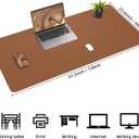 Leather Desk pad Protector, Large Desk mat with Natural Cork & PU Leather,Mouse pad,Non-Slip Office Desk Mat,Waterproof Desk Writing Pad for Office and Home (47in*23.7in, Brown), 47in*23in