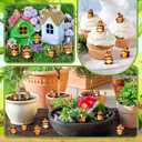 Yuntau 40pcs Mini Resin Spring Flower Highland Cow Gnomes Bulk Miniature Daisy Flower Highland Cow Gnome to Hide for Landscape Outdoor Garden Shelf Kitchen Home Farmhouse Spring Decorations