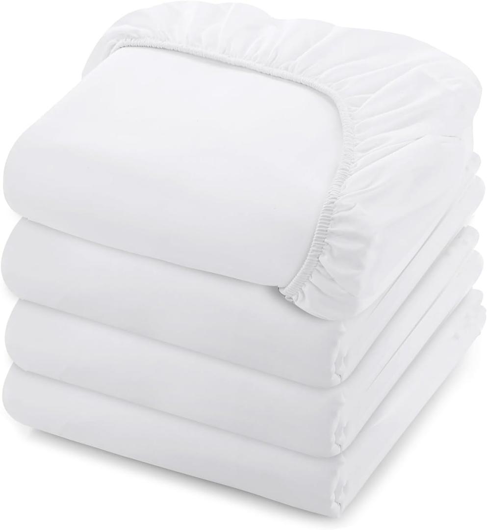 Linteum Hospital Jersey Knit Fitted Sheet 15oz 36x84x16 White 4 Pack