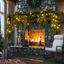 Hoteam 6ft Artificial Christmas Garlands with Lights Cascading Garland Battery Operated Norfolk Pine Bendable Wreaths for Table, Mantle, Wall, Indoor, Outdoor Christmas Decorations