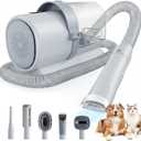 Sweetcrispy Professional Pet Grooming Vacuum Kit, 2.5L Cup, 3 Suction Modes, and 5 Groomer Tools with Cordless Low Noise Dog Clippers for Cats, Other Animals Hair Trimmer, Gray