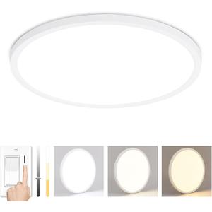 16 Inch LED Flush Mount Ceiling Light Fixture, 32W 3200LM, Dimmable & CCT 3000K/4500K/6000K, Ultra-Thin Modern Low Profile, White Round Flat Ceiling Light for Living Room, Bedroom, Kitchen
