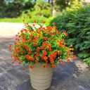 Grunyia 12 Bundles Artificial Flowers for Outdoors, UV Resistant Fake Flowers with Plastic Plants, Faux Flowers for Outside Window Box Front Porch Hanging Planter Decor(Orange Red)