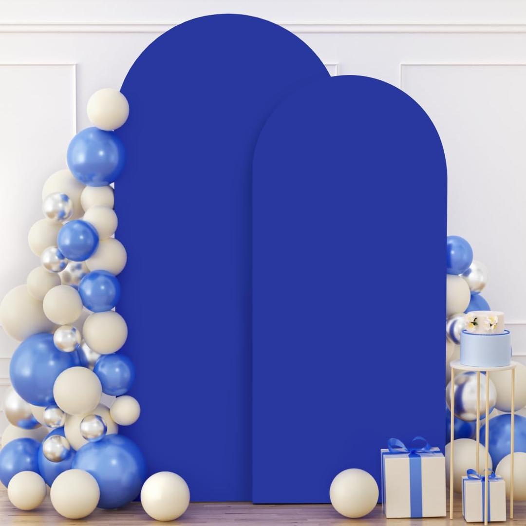 FUHSY Set of 2 Wedding Arch Cover 6FT, 7.2FT Backdrop Cover Arch Spandex Fabric Royal Blue Arch Stand Covers Chiara Arch Covers Stretchy Backdrop for Baby Shower Birthday Graduation Anniversary