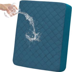 Easy-Going Waterproof Chair Cushion Cover, Non-Slip Leakproof Sofa Seat Cushion Slipcovers, Quilted and Stretch Furniture Protector for Dogs, Pets (1-Piece Chair Cushion, Peacock Blue)