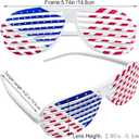 4th of July American Flag Shutter Glasses, USA Patriotic Sunglasses Eyewear Independence Day Party Prop Decorations (White)