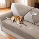 H.VERSAILTEX Waterproof Couch Cover Plush Sofa Cover with Strap Soft Anti Slip Sofa Slipcovers for 4 Cushion Sofa Couch Protector Cover for Dogs Cats Kids,36x84'',Khaki