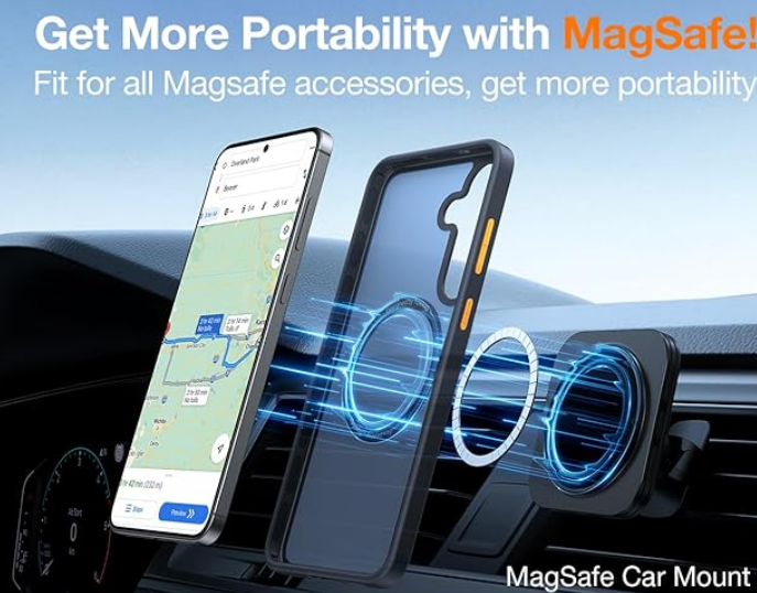TORRAS Magnetic Shockproof Case for Samsung Galaxy S25 Plus, [12FT Military Grade Protection] [Fit for MagSafe], Translucent Slim Case for Samsung S25+Plus Case Anti-Fingerprint Anti-Scratch, Black