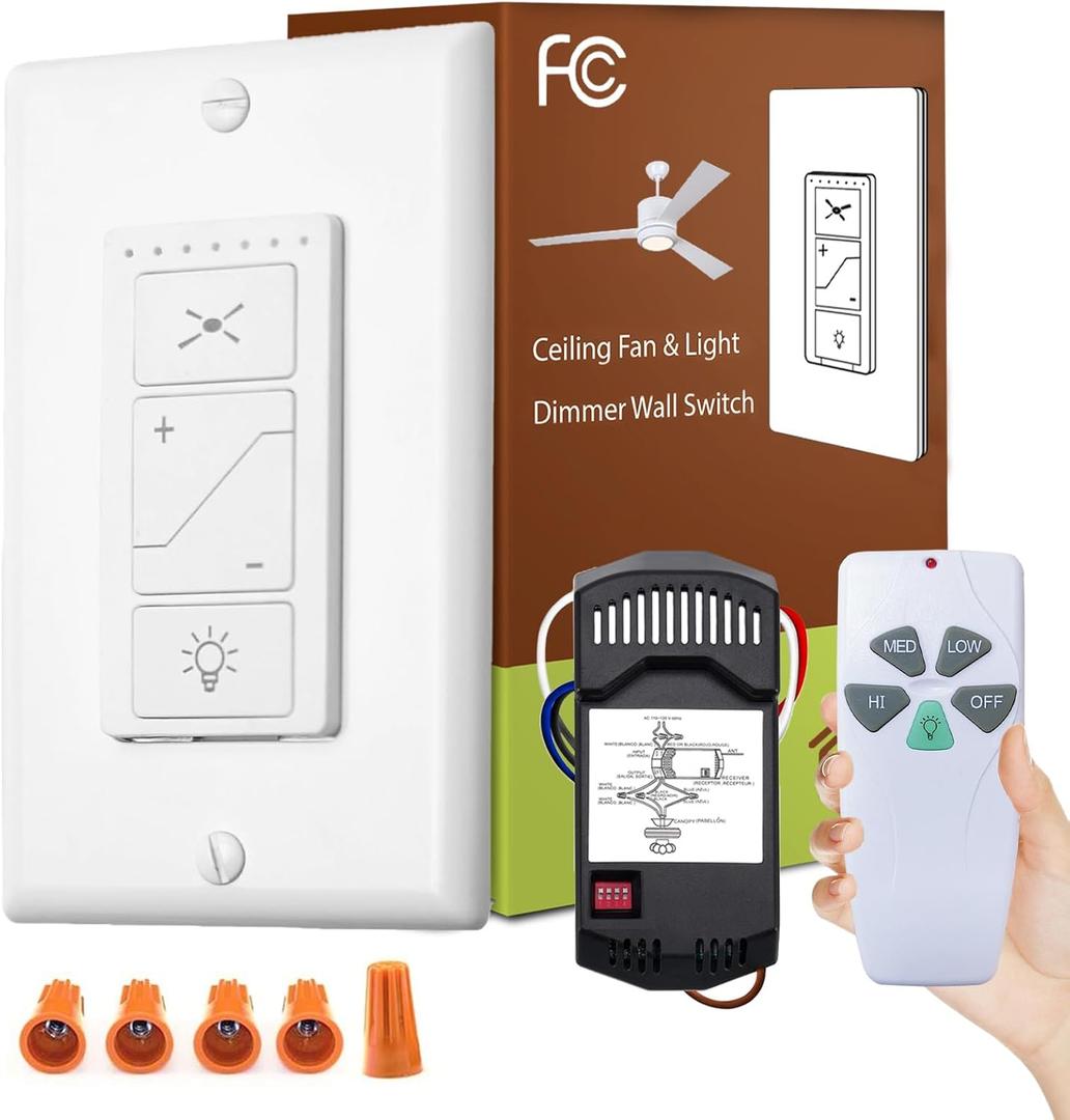 Ceiling Fan Remote Control Kit, Universal Ceiling Fan Remote Control Kit, Ceiling Fan Wall Switch UC9050T, Compatible with Hunter Hampton Bay