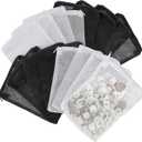 16 Pcs Aquarium Filter Media Bags Extra Fine, 7.8 x 5.9 Inch Filter Media Bag with Zipper, White & Black Aquarium Mesh Bag for Fish Tank Activated Carbon, Ceramic Rings