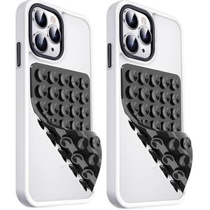 JingJinYY Anteel 2 Pack Double Sided Silicone Suction Cup Phone Case Mount, Hands-Free Strong Grip Silicon Phone Holder for Selfies and Videos, Non Slip Phone Accessories (Black)