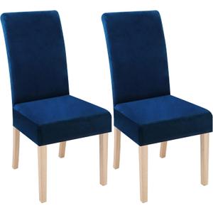 Smiry Velvet Stretch Dining Room Chair Covers Set of 2, Soft Removable Washable Chair Slipcovers Kitchen Parsons Chair Protector, Federal Blue