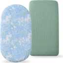 TADO MUSLIN Organic Cotton Muslin Bassinet Sheets, 2 Pack – Soft, Breathable, Universal Fit for Oval, Rectangle & Hourglass Mattresses, Machine Washable, Neutral Colors for Baby Boys & Girls