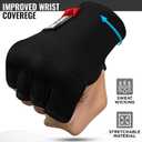 WYOX Boxing Hand Wraps Inner Gloves Men Women, Half Finger Under Mitts with Elasticated Bandages for Fist Protection, Ideal for Muay Thai, Kickboxing, MMA, and Martial Arts, Perfect for Training (Black)