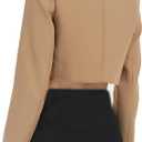 Womens Cropped Blazer Business Casual Lightweight Long Sleeve Suit Jacket Work Office Blazer for Women (Large, Tan)