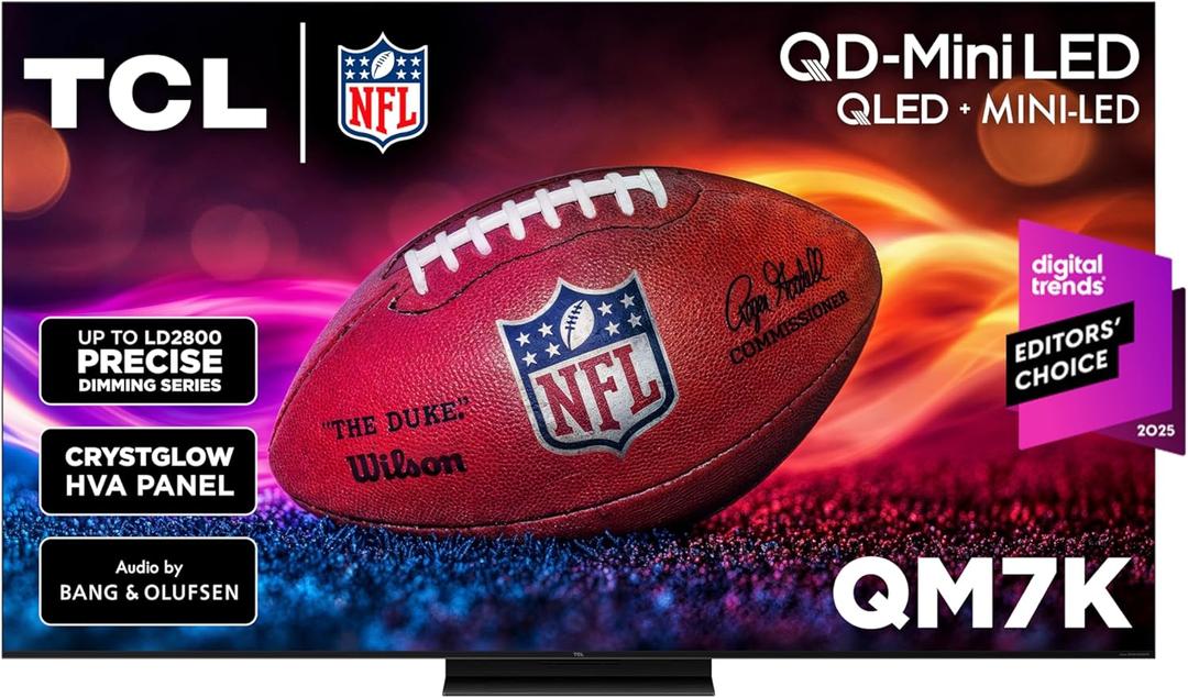 TCL 75 Inch Class QM7K Series | Mini LED QLED 4K HDR | 75QM7K, 2025 Model | 120HZ-144HZ Anti Reflective Screen Smart Google TV Dolby Atmos Onkyo Audio | Voice Remote Alexa Gaming Streaming Television