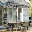 AreShark 9 FT Patio Umbrella for Outdoor, Outdoor Table Umbrella with Push Button Tilt and Crank, Outdoor Patio Umbrellas with 8 Sturdy Ribs for Market, Garden, Pool (Light Gray)
