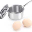 Mini Sauce Pan with Lid, Tri-Ply Stainless Steel Pot with Stay-Cool Handle & All Cooktop Compatibility (Gas, Ceramic, Electric) - Silver (0.34Quart)