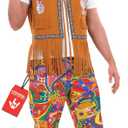 fun shack Men's Hippie Flared Pants, 70s Bell Bottom Costume, Polyester, Medium, Large, XL