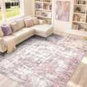 Area Rugs 8x10 Living Room Rug Washable No Slip Low Pile Soft Thickness Large Carpets Indoor Floor Covering for Bedroom Dining Modern Abstract Home Office Decor Pink