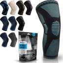 POWERLIX Knee Compression Sleeve - Best Knee Brace for Knee Pain for Men & Women Knee Support for Running, Basketball, Volleyball, Weightlifting, Gym, Workout, Sports - (Light Blue XL) 