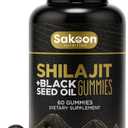 Pure Shilajit Gummies for Men & Women, Shilajit with Black Seed Oil, High Potency Pure Himalayan Resin for Energy, Immune Support, and Cognitive Function, Lab Tested Chewables
