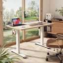 Veken 47.2 Inch Electric Standing Desk, Height Adjustable Sit Stand Up, Wood Desktop, Work Home Office Computer PC Desks, Gaming Writing Study Bedroom Rising Table, Nature, 47.223.6 Inch