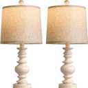 BOBOMOMO Tradition 20.5" Rustic Table Lamp Set of 2 for Living Room Farmhouse Bedside Desk Lamps Bedroom Nightstand Vintage Lamps Linen WashedSuitable for Decorating Small Areas