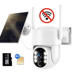 4G LTE Cellular Solar Security Camera, No WiFi Solar Powered Security Camera Outdoor, 360° Live View, 2K Color Night Vision, PIR Motion Detection, 2 Way Talk, Built in SIM Card - Pack of 2 