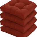 19x19 Outdoor Chair Cushions Set of 4, Wicker Patio Furniture Cushions with Tufted Buttons, Thick Outdoor Seat Cushions for Lawn Chairs, Overstuffed and Water Resistant, Brick Red