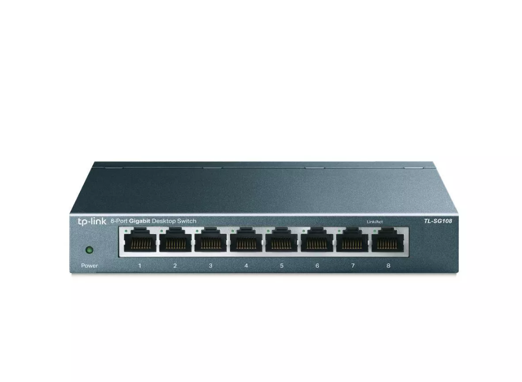 TP-Link TL-SG608 8-Port Gigabit Desktop Switch: Steel Gray, RJ-45, Wi-Fi 6