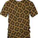 Funny Leopard Graphic T-Shirt Novelty Short Sleeve Crewneck Shirt (XXL)