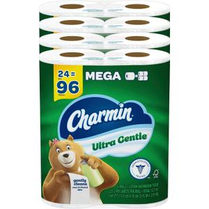 Charmin Ultra Gentle Toilet Paper, 24 Mega Rolls (Equivalent to 96 Regular Rolls),White