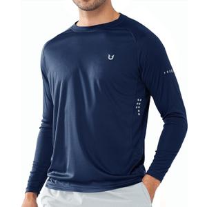 NORTHYARD Men's Sun Protection UPF 50+ Shirts Long Sleeve Swim Rash Guard Shirt Workout Running Athletic Gym UV Fish Hiking (X-Large, Navy)