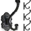 Vintage Black Coat Hooks Wall Mount - 4 Pack Heavy Duty Rustproof Decor for Hanging Towels, Jackets, Hats - Easy Install Kit for Bathroom, Entryway, Mudroom & Bedroom