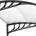 FCH Window Awning Door Canopy, 40" x 40" Window Awning Overhead Door Modern Polycarbonate Cover Outdoor Front Door Patio Canopy UV Rain Snow Sunlight Protection Hollow Sheet/Black (Clear Board & Black Bracket)