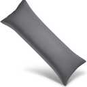 Body Cooling Pillowcase Long Pillow Case Breathable Cool Silky Soft Rayon Derived from Bamboo Fabric, Hair and Skin Friendly, Dark Grey, 1 Pack, 20x54IN