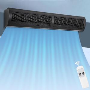 Air Curtain Black 48 Inch 2 Speeds Remote Control All-copper wire motors