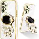 For Samsung Galaxy A53 5G Phone Case Girl Women Unique White Case, Cute 6D Astronaut Stand Shockproof Protection Silicone Soft Cover
