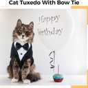 DENTRUN Cat Tuxedo Outfit, Sphynx Cat Costume Formal Suit with Bow Tie, Stylish Cat Shirt Fashion Apparel Fancy Clothes, Kitten Formal Attire Wedding Onesie Costume for Cats Only