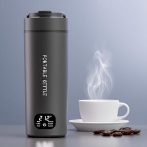 Dual Voltage Portable Electric Kettle Travel Hot Water for Tea,Coffee, 6 Temperature Controls and LCD Display, 316 Stainless Steel and Large Capacity 450ml, Auto Shut Off&Boil Dry Protection (Black Rock)
