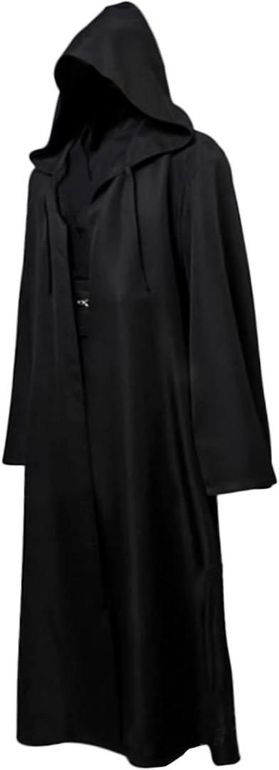 GraduationMall Men Hooded Cloak Black Sith Robe Halloween Cosplay Costume for Wizard Darth Sidious Death Eater (Small)