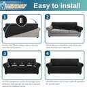 Asnomy Couch Covers for 3 Cushion Couch Sofa Pet Friendly, 3 Seater Sofa Cover Washable Slipcovers Protector Furniture Covers for Dogs Spandex Jacquard Fabric Small ChecksLargeBlack