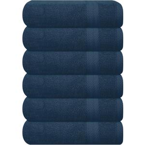 GLAMBURG Ultra Soft 6-Piece Hand Towel Set 16x28-100% Ringspun Cotton - Durable & Highly Absorbent Hand Towels - Ideal for use in Bathroom, Kitchen, Gym, Spa & General Cleaning - Mineral Blue